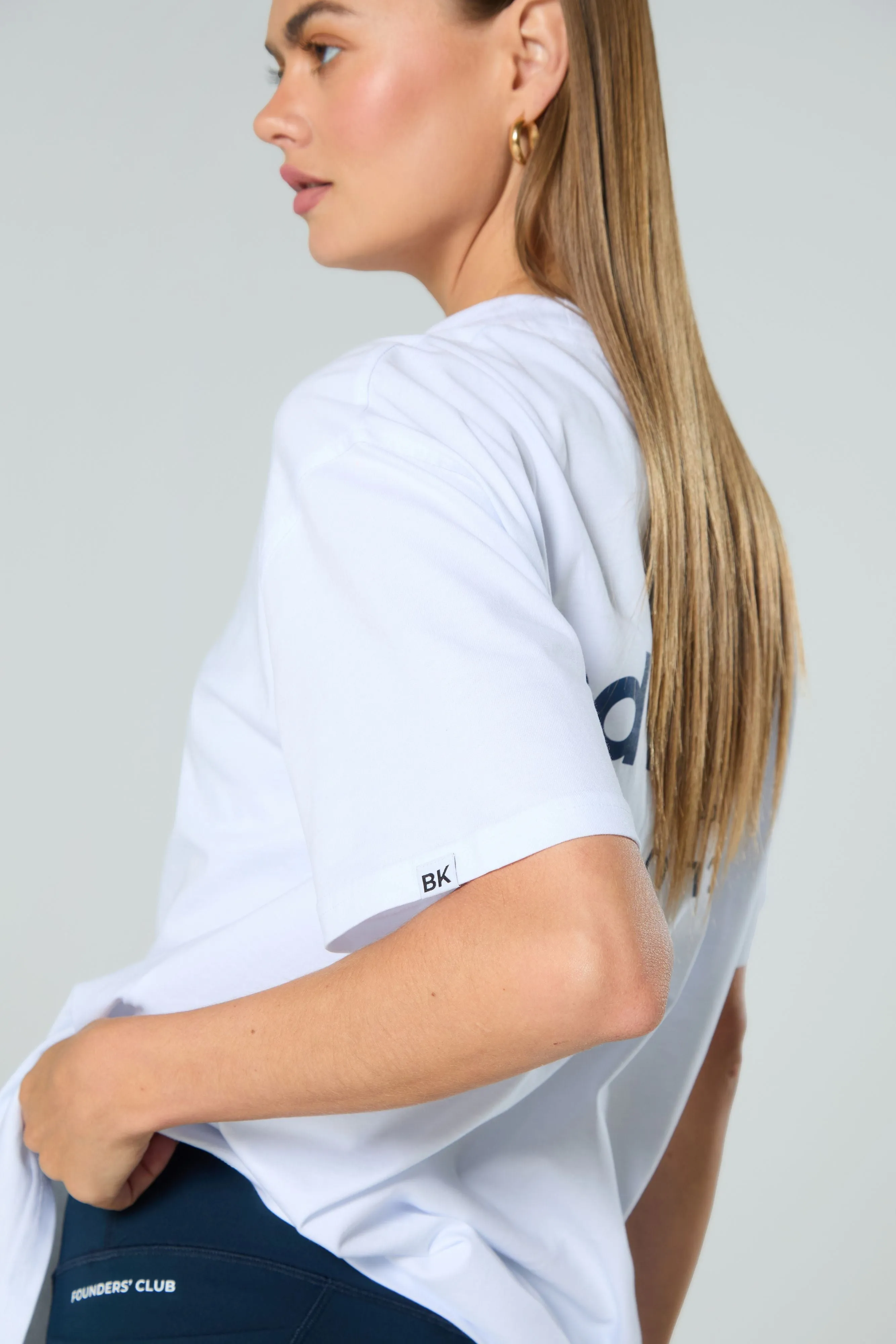Relaxed White Tee  - Founders' Club