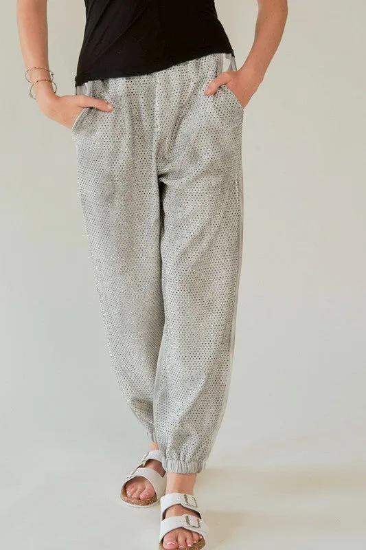 Rhinestone Elastic Waist Joggers