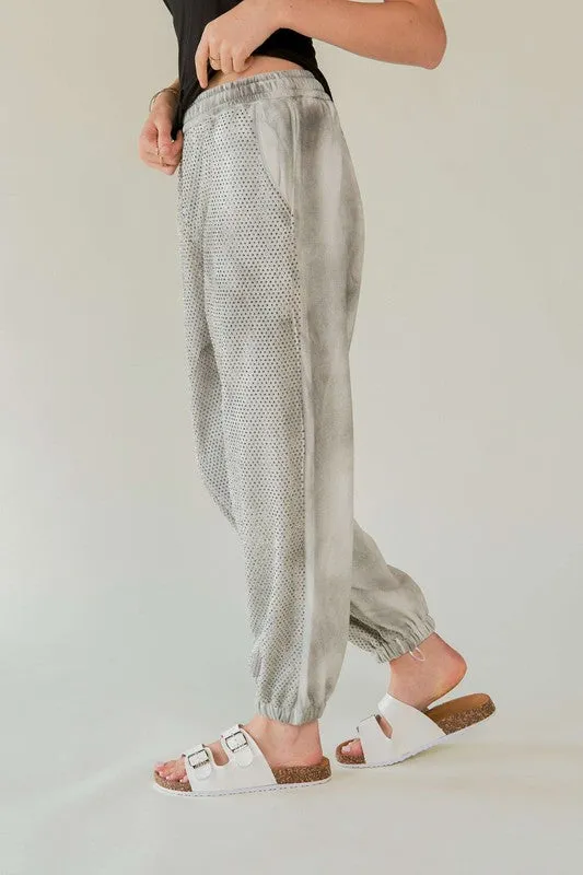 Rhinestone Elastic Waist Joggers