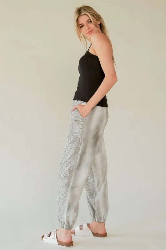 Rhinestone Elastic Waist Joggers