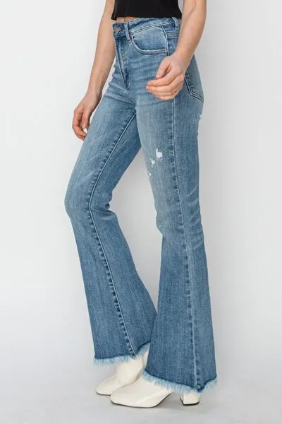 RISEN Full Size High Rise Frayed Hem Bootcut Jeans Plus Size ONLINE EXCLUSIVE