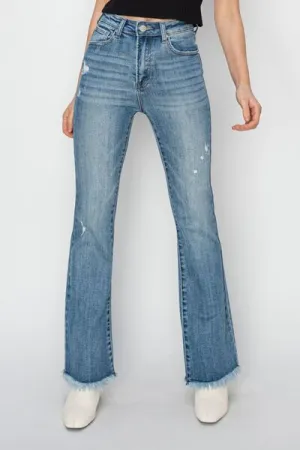 RISEN Full Size High Rise Frayed Hem Bootcut Jeans Plus Size ONLINE EXCLUSIVE