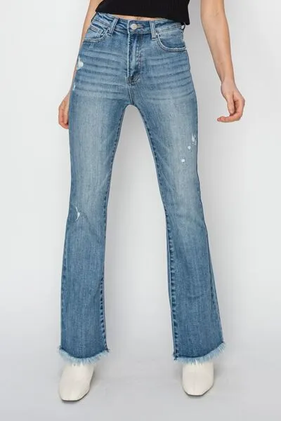 RISEN Full Size High Rise Frayed Hem Bootcut Jeans Plus Size ONLINE EXCLUSIVE