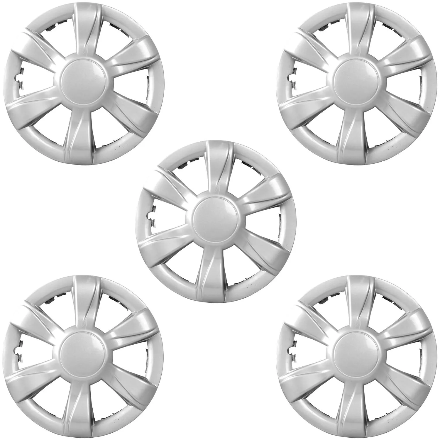 R.J.VON Premium Stylish Silver Colour Wheel Cover For All Cars (Set Of 5)