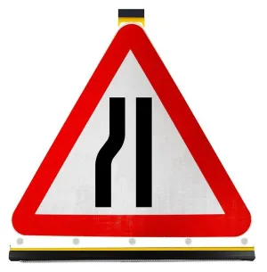 Road Narrows on Left Ahead
