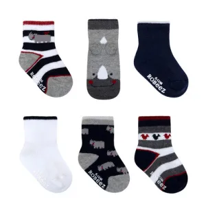 Robeez 6 PK Infant Socks - Friendly Rhino