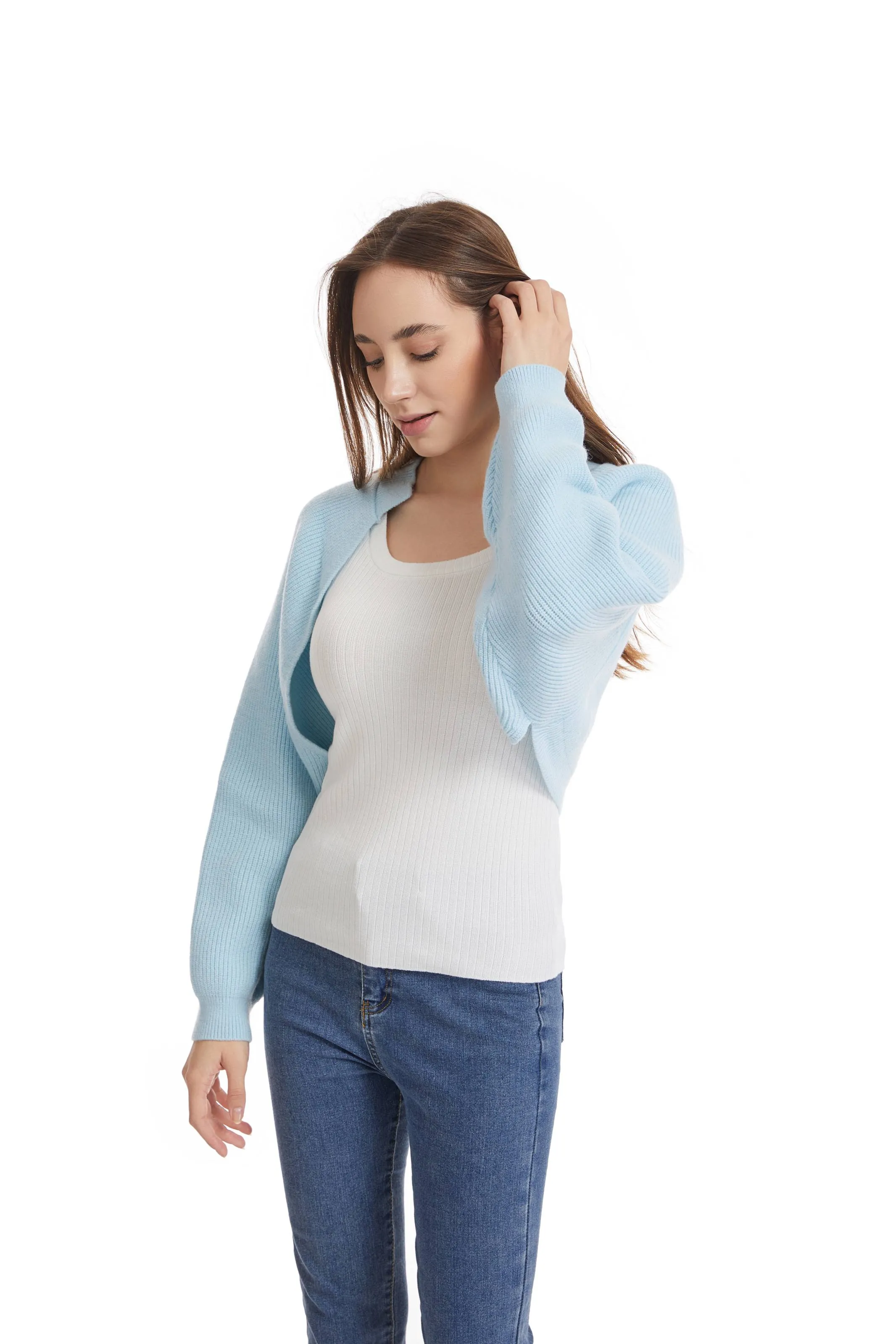 Roffe Cropped Knit Shrug