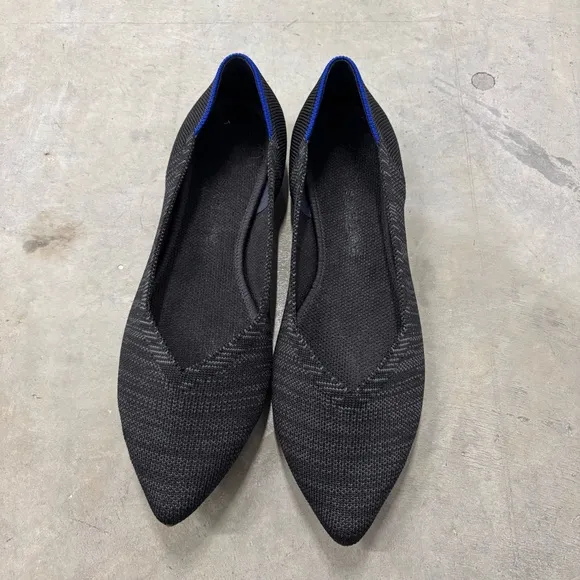 Rothy’s The Point Black/Gray Solid Flat Slip On Shoes Size 9