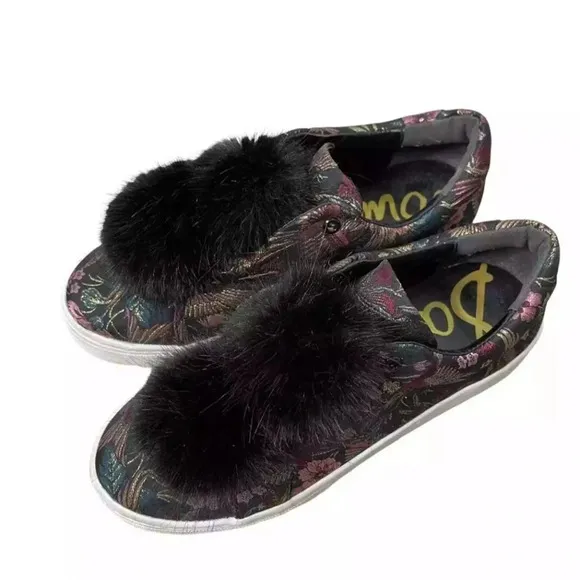 Sam Edelman Women's Embroidered Leya Fashion Sneakers PomPom Sz 9M