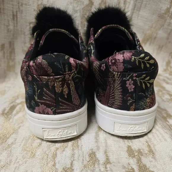 Sam Edelman Women's Embroidered Leya Fashion Sneakers PomPom Sz 9M