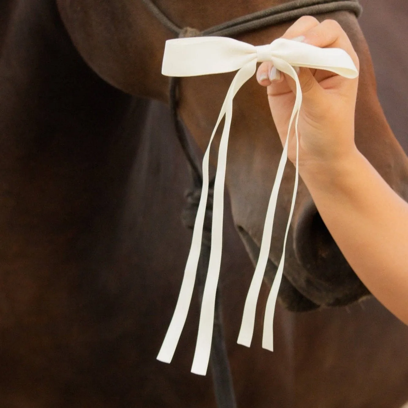 Satin Ribbon Long Bow Clip - Cream