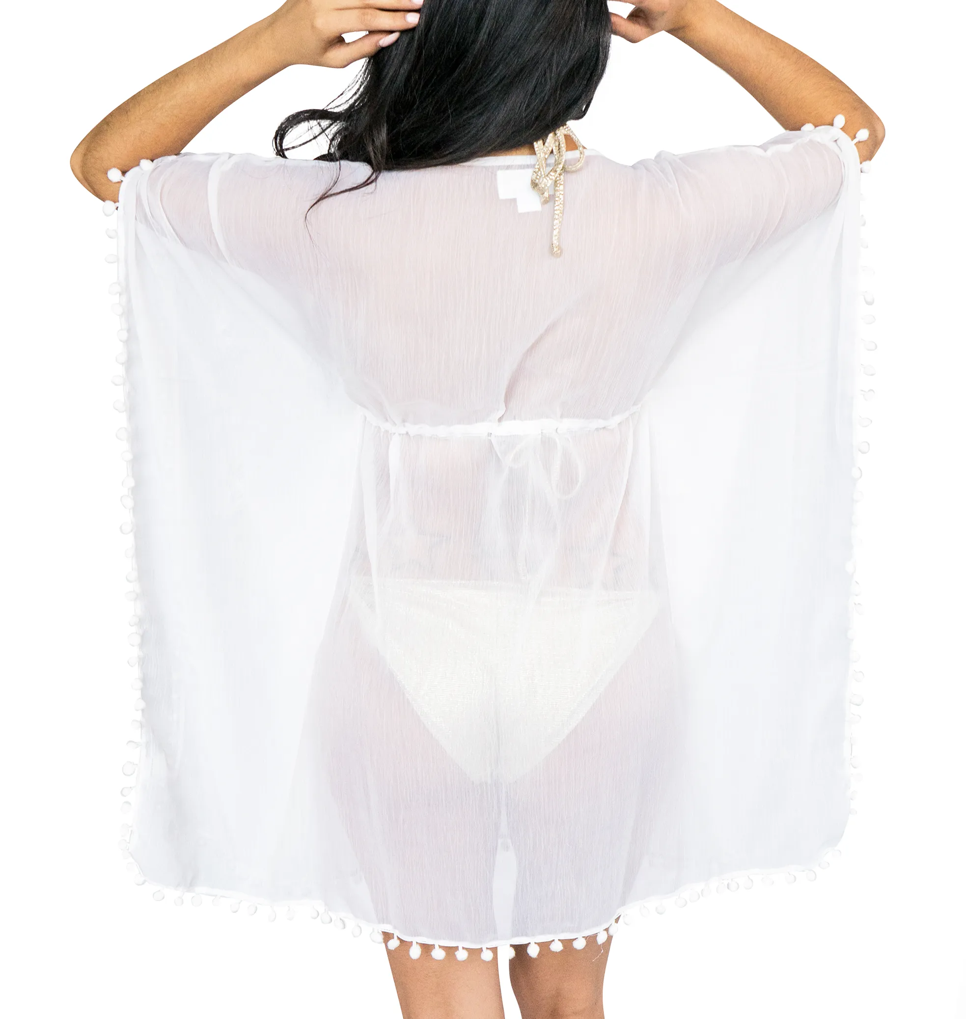 Sheer Pom Pom Swim Cover