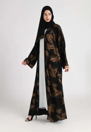 Sienna Brown Leaf Open Abaya (Premium)