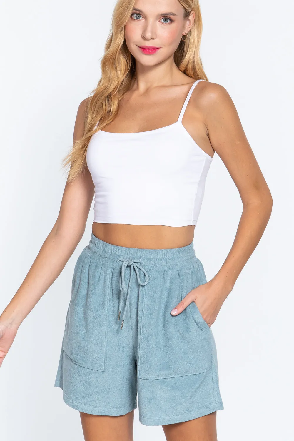 Size Small Blue Terry Toweling Slip on Shorts