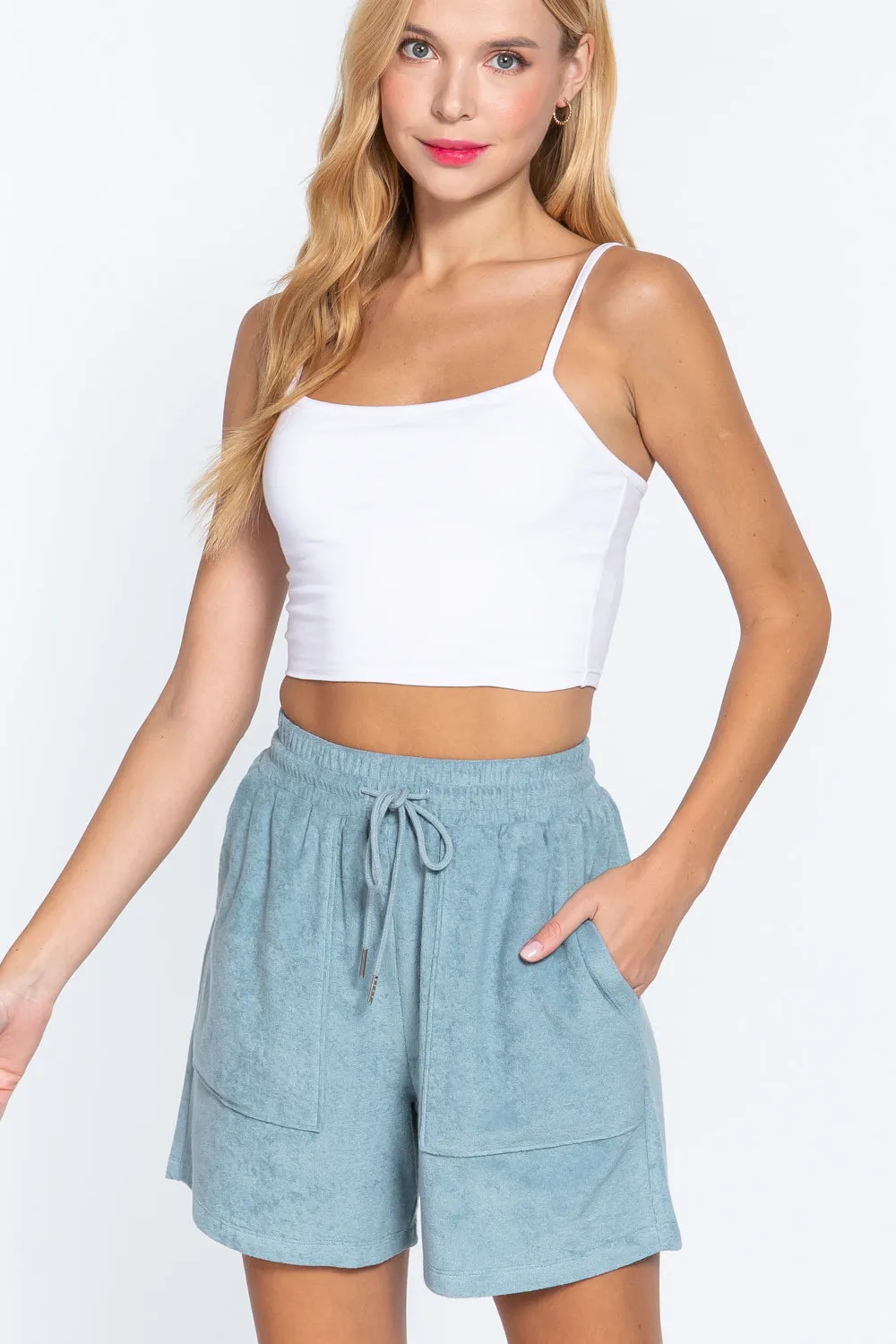 Size Small Blue Terry Toweling Slip on Shorts