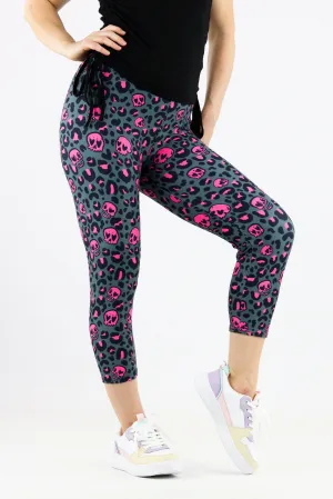 Skull Leopard - Casual Capri Leggings