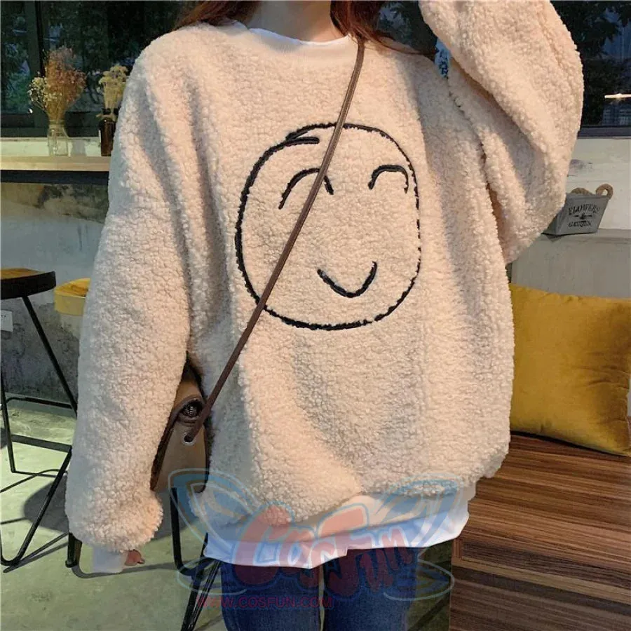 Smile Face Fake Two-Piece Loose Sweatshirt