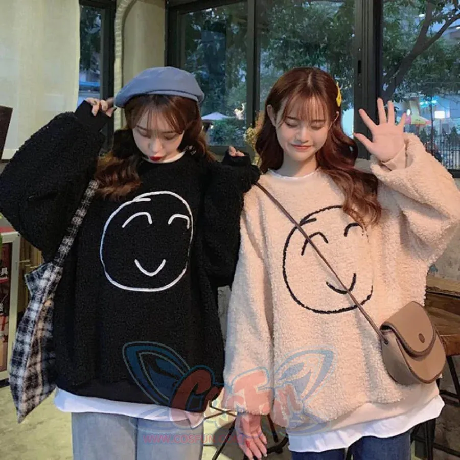 Smile Face Fake Two-Piece Loose Sweatshirt