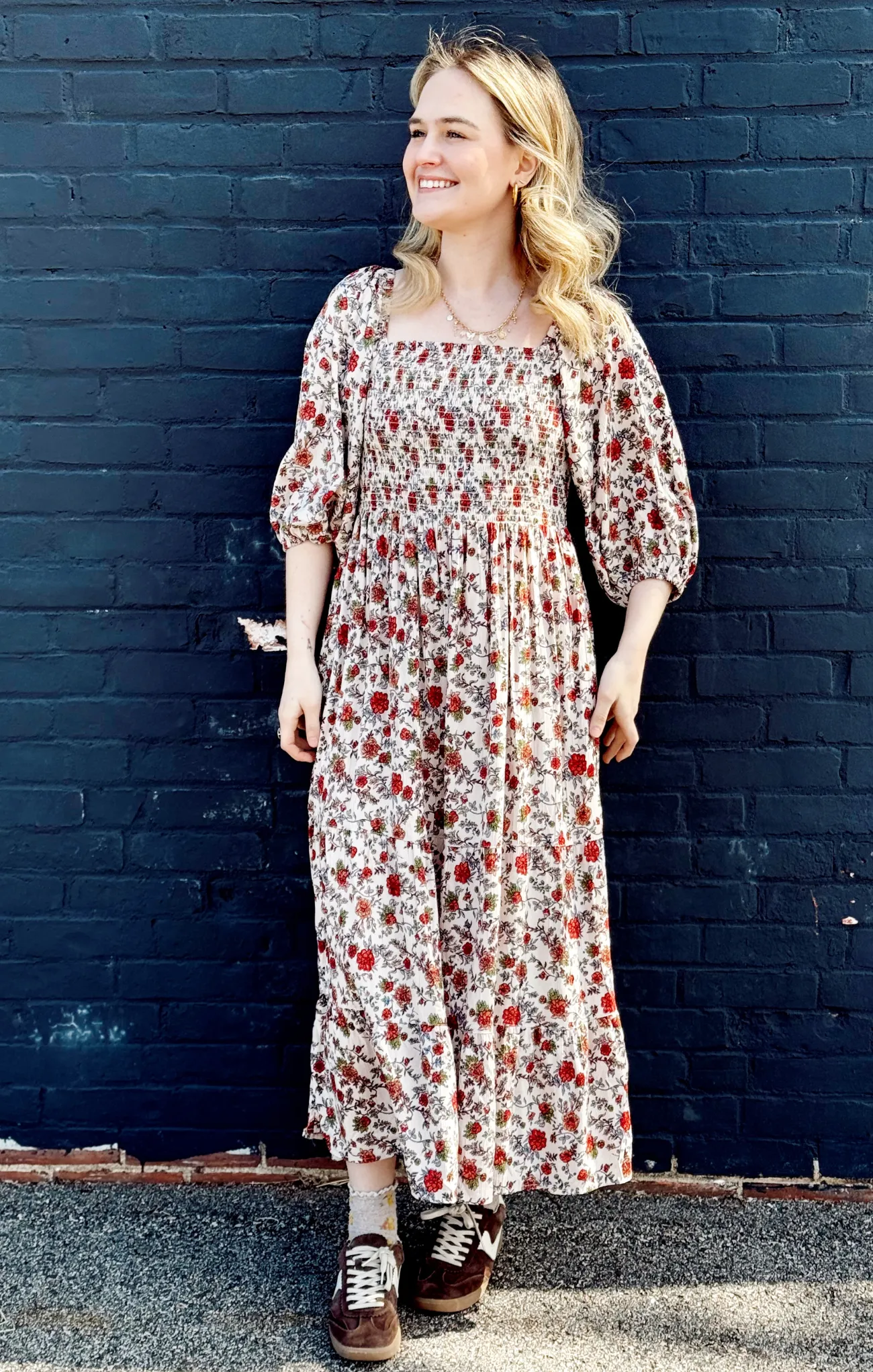 Smocked Bodice Floral Dress