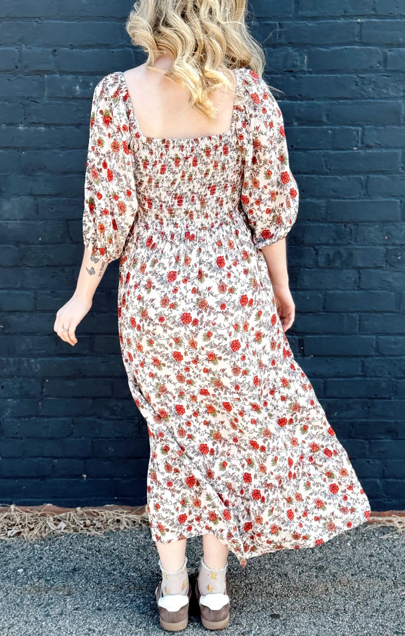 Smocked Bodice Floral Dress