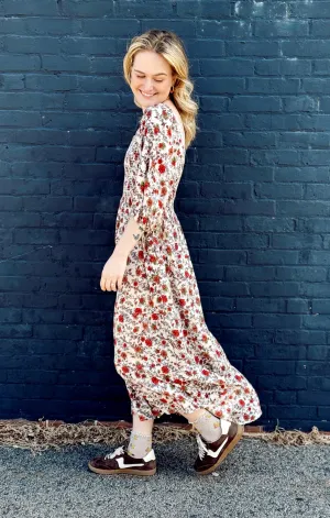 Smocked Bodice Floral Dress