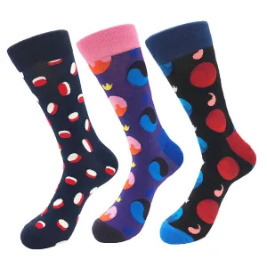Soft Mens Colorful Crew Socks - Premium Cotton Fun socks with Soft Elastic - 3 Pack Bundle