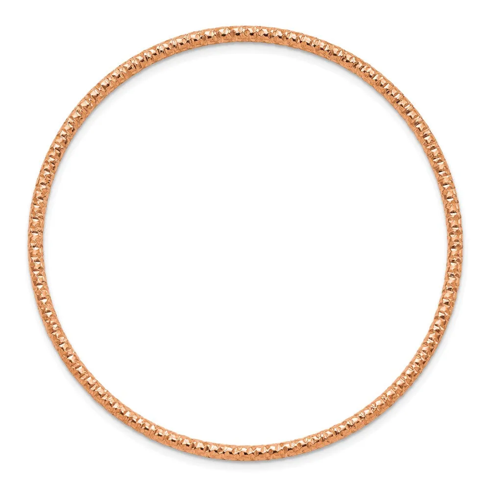 Stainless Steel Polished Textured Rose IP-plated 2mm Slip on Bangle