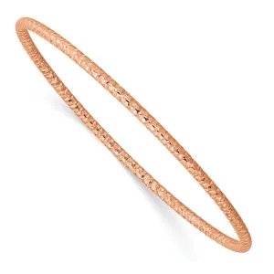 Stainless Steel Polished Textured Rose IP-plated 2mm Slip on Bangle