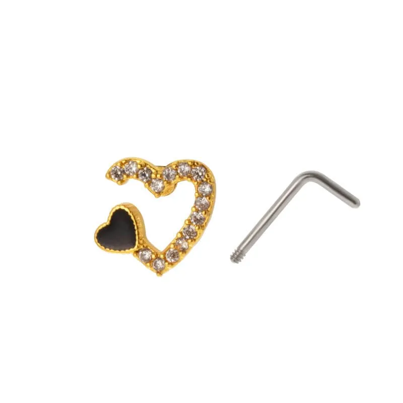Stylish Black CZ Inlaid Stainless Steel Butterfly Spider Web Nose Piercing Nose Stud