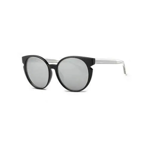 Stylish Full Frame Cat Eye Mirrored Sunglasses - Silver