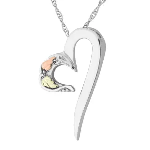 Stylish Heart - Sterling Silver Black Hills Gold Pendant