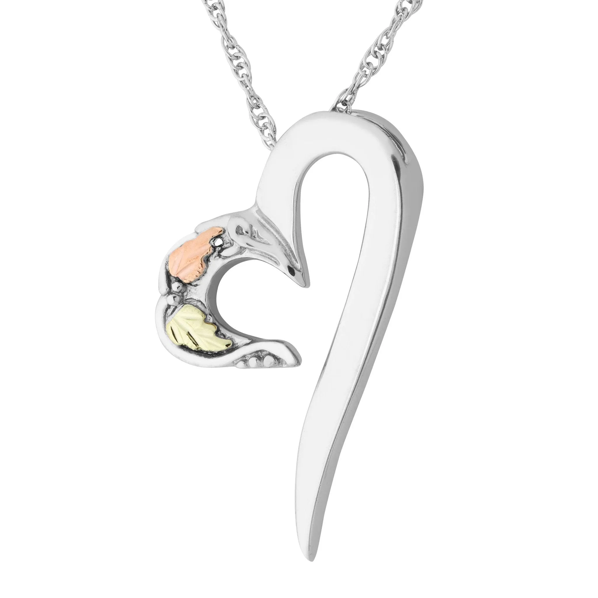 Stylish Heart - Sterling Silver Black Hills Gold Pendant