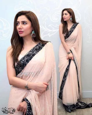 Stylish Indian Saree In Light Baby Pink Color Model# B 1814