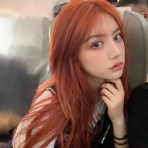 Stylish long orange straight hair KF81065