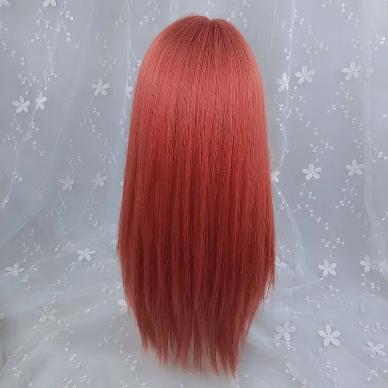 Stylish long orange straight hair KF81065