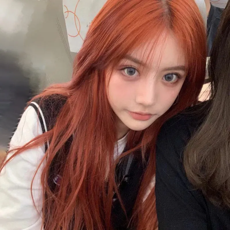 Stylish long orange straight hair KF81065