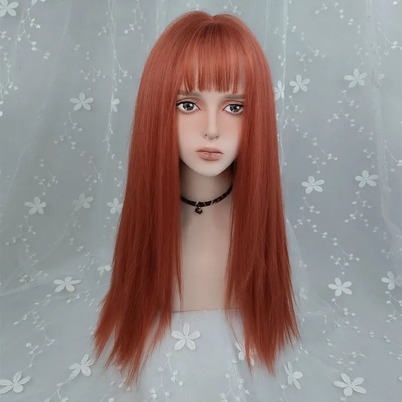 Stylish long orange straight hair KF81065