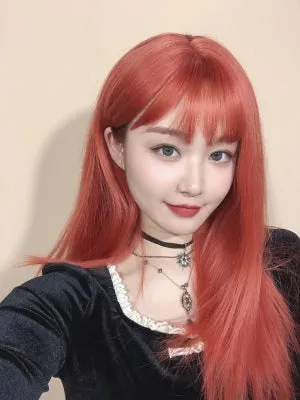 Stylish long orange straight hair KF81065