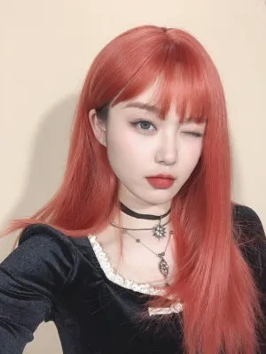 Stylish long orange straight hair KF81065