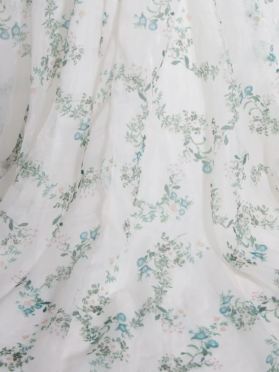 Stylish Long Sleeve Matrenity Gown for Wedding Boho Flower Print Colored Wedding Dress YW240075