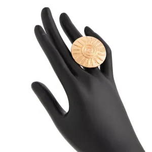 Stylish Relief Sun Round Disk Open Ring