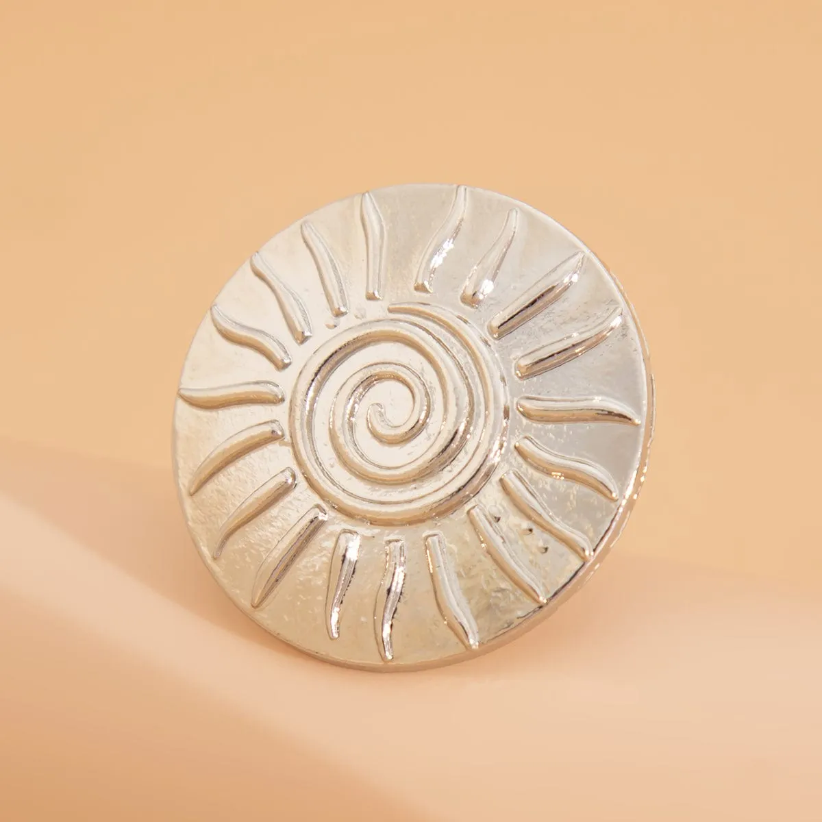 Stylish Relief Sun Round Disk Open Ring