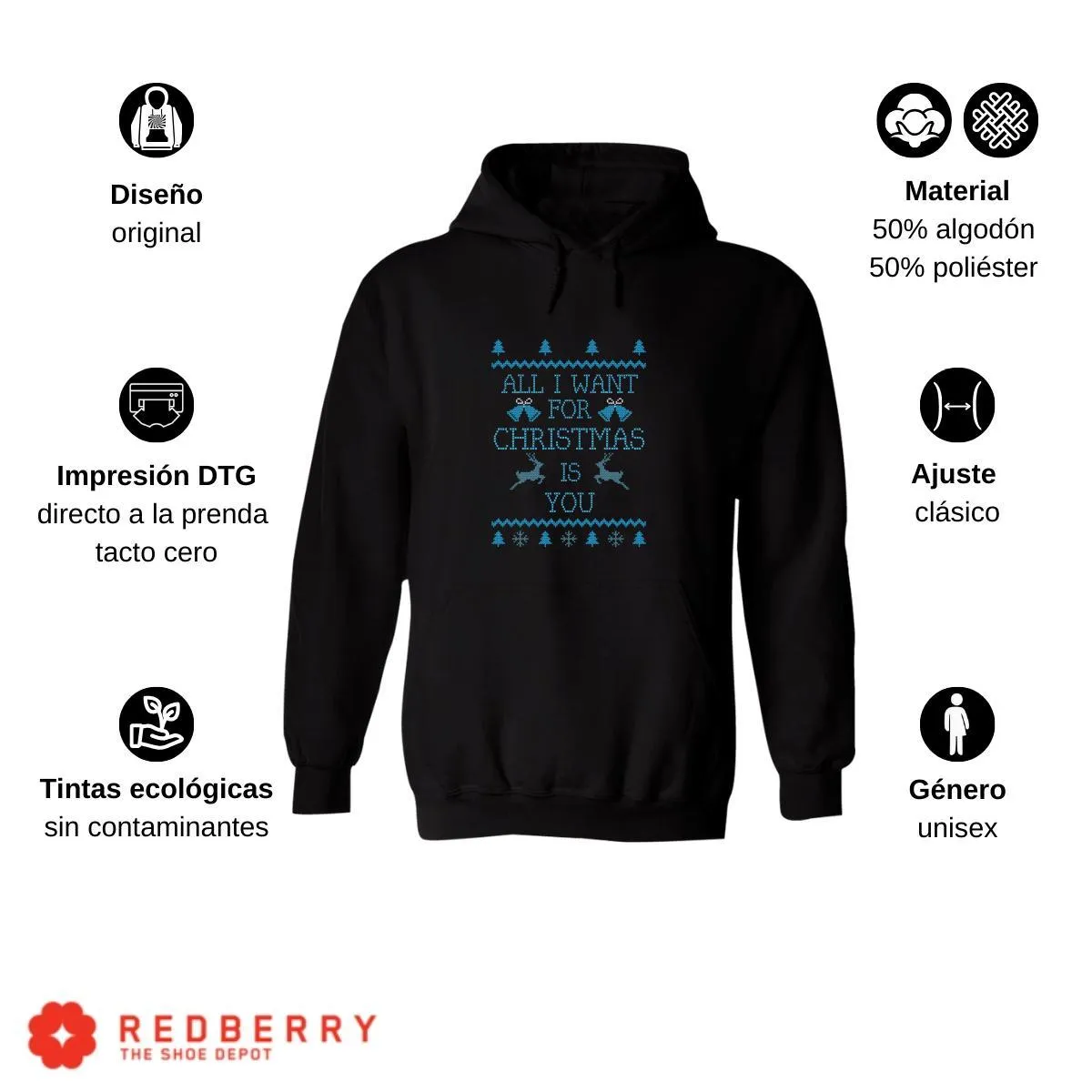 Sudadera Navideña Hombre Deportiva Hoodie 027