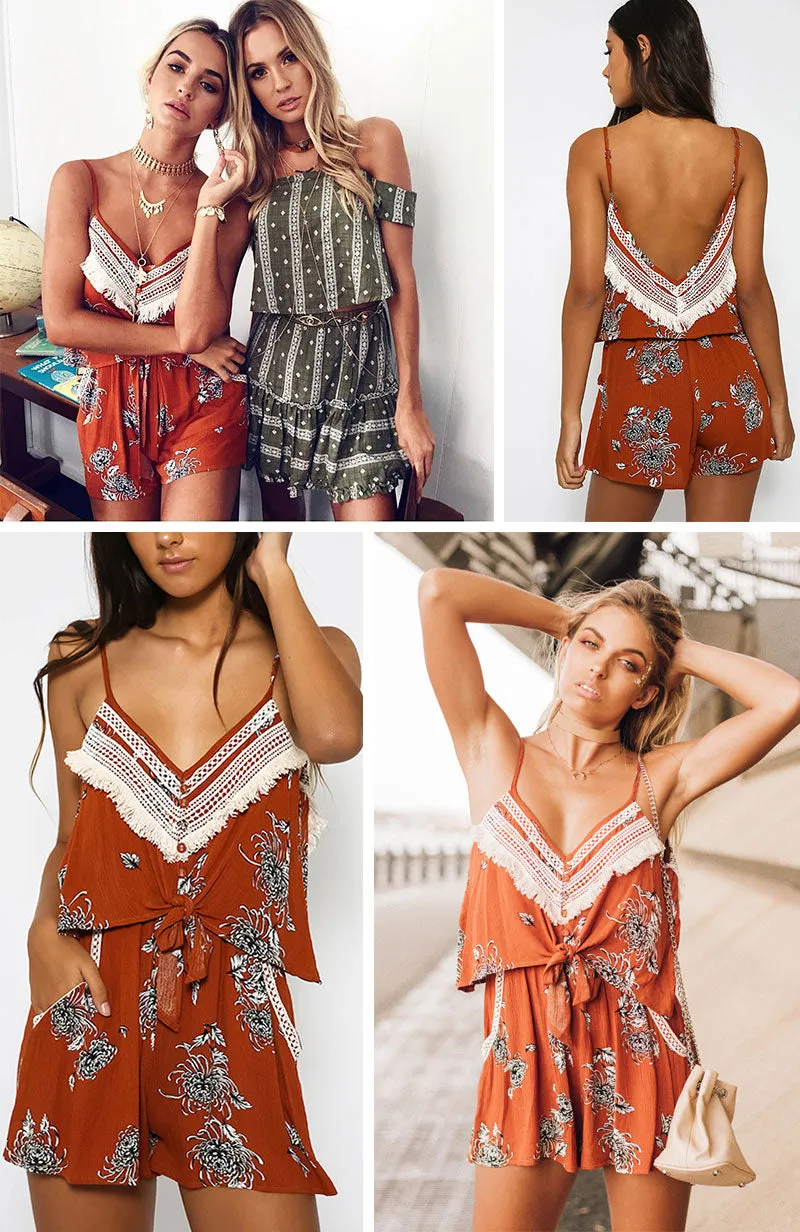 Sunset Orange Romper