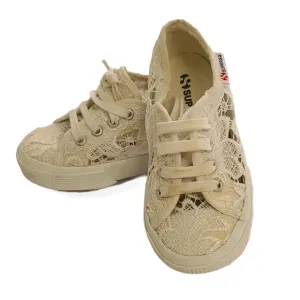 SUPERGA White Floral Lace Girl's Lace up Sneakers Size 8.5