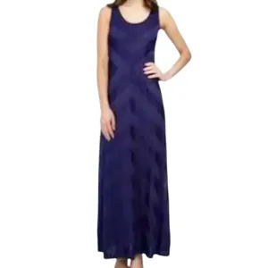 Tommy Bahama Geometric Knit Sleeveless Maxi Dress in Indigo Purple Women’s M