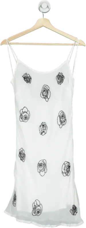 Topshop White Floral Embroidered Slip Dress UK 8