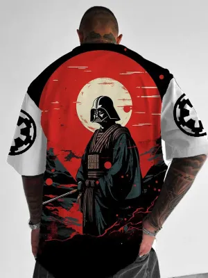 Trendy Samurai Print Short Sleeve Shirt