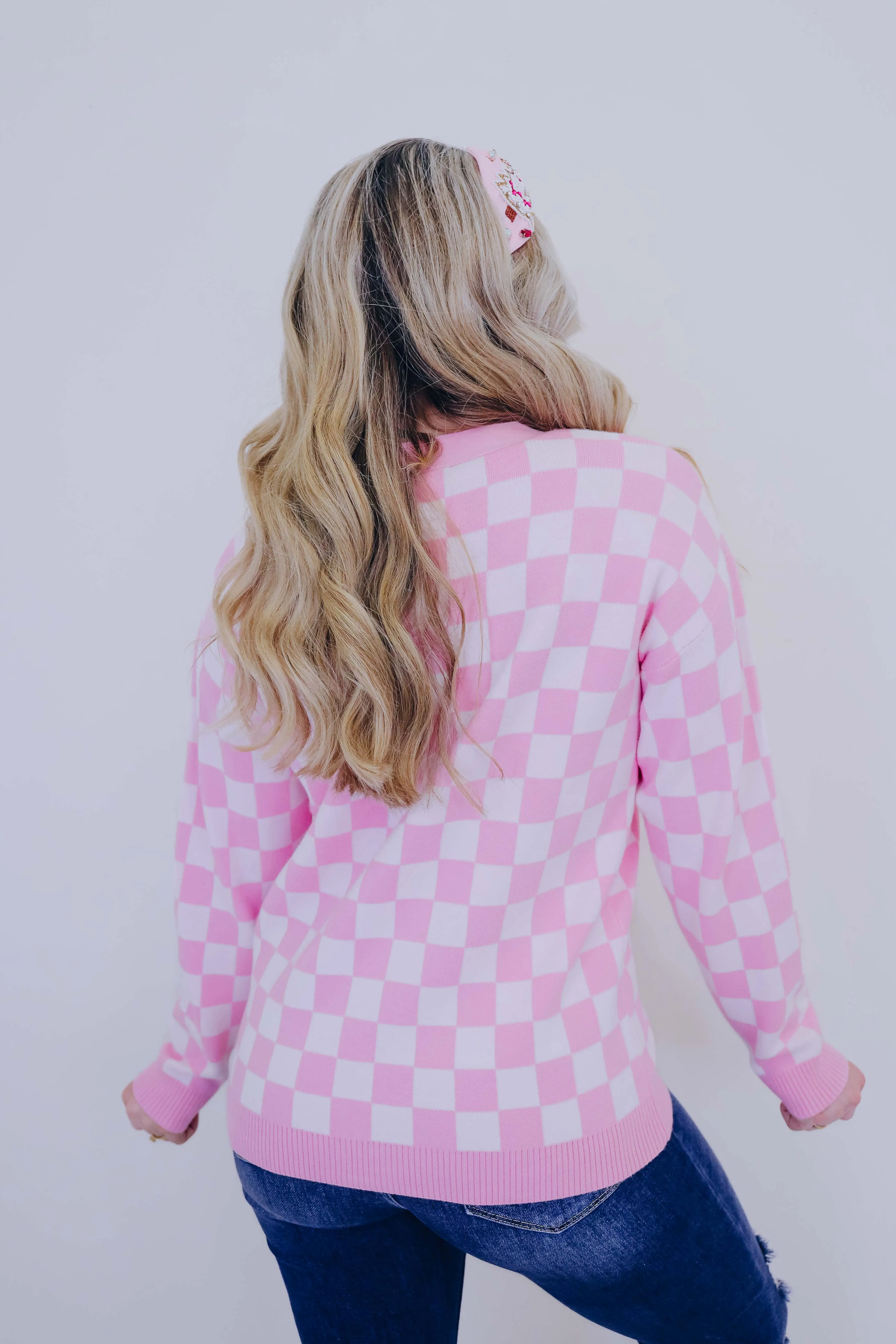 Twinkling Tree Patch Checkered Cardigan