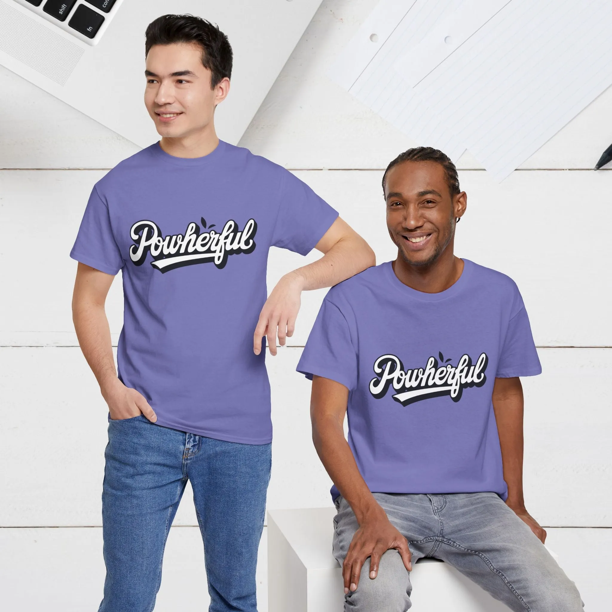 Unisex Heavy Cotton Tee - 'Powerful' Graphic Tee for Empowerment and Self-Expression